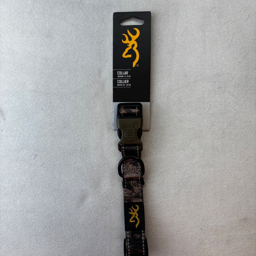 Browning Dog Collar Pet Medium Camo Reflective Locking Buckle 14-20in MD4230658